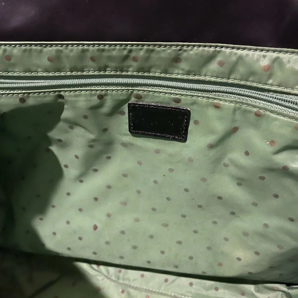 KATE SPADE Nylon Crossbody Messenger Diaper Bag in Black w green lining